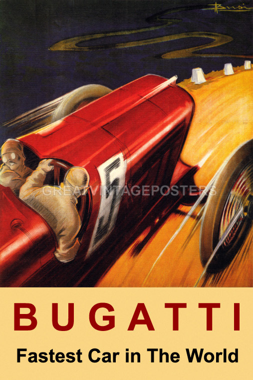 POSTER 1947 GRAND PRIX AUTOMOBILE BUGATTI ST OUEN JERSEY VINTAGE REPRO FREE S/H