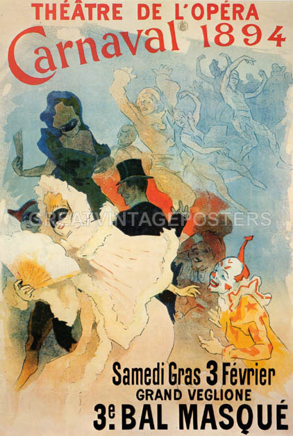 Theatre National De L/'opera Carnival Masks French Cappiello Vintage Poster Repro