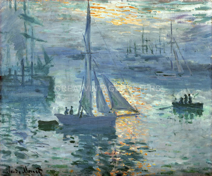 Sunrise Marine Sailboats 1873 Impressionism Painting By Claude Monet Repro Ebay