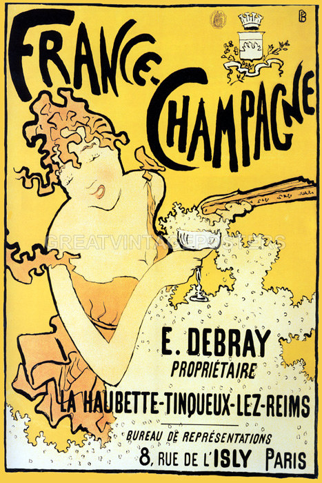 FRENCH SPARKLING WATER SOURCE BRAULT MERMAID BUBBLES GLASS VINTAGE POSTER REPRO 