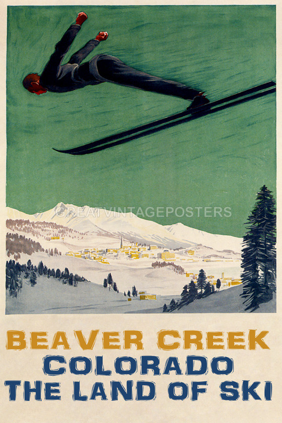 Ski Fun Beaver Creek Colorado Downhill Skiing USA Vintage Poster Repro FREE S/H
